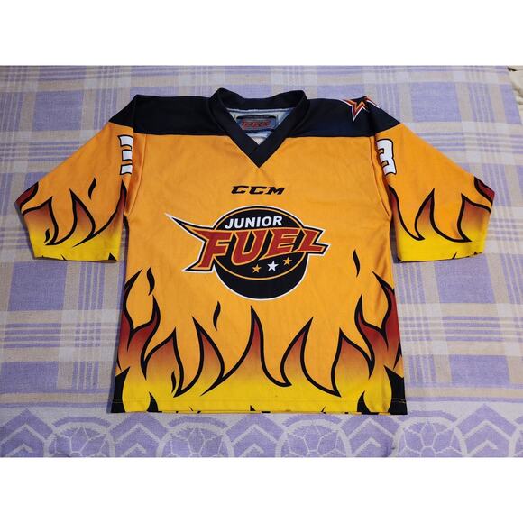 CCM Other - Junior Indy Fuel Hockey Jersey Youth Small Medium Flames CCM Rare # 3 Indiana